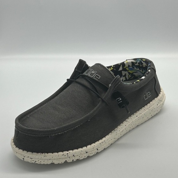 HEY DUDE Men Wally Stretch Black Size 9 lace up loafers men - Picture 3 of 16